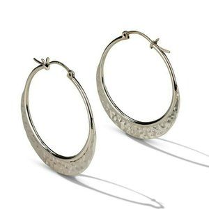 STERLING SILVER Hammered HOOP EARRINGS e10125